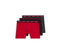 HUGO Paquete de tres calzoncillos bóxer de algodón elástico con logos en la cintura - StyleBOXER BR PLANET DES, 50545674 Negro / Gris oscuro / Rojo S