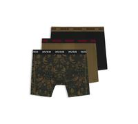 HUGO Paquete de tres calzoncillos bóxer de algodón elástico - StyleBOXERBR TRPLT DESIGN, 50532559 Negro / Verde M