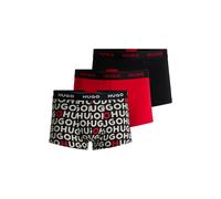 HUGO Paquete de tres calzoncillos en algodón elástico con logos en la cintura - StyleTRUNK TRIPLET DESIGN, 50532550 Negro / Rojo S