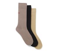 HUGO Paquete de tres pares de calcetines de largo estándar con logos - Style3P RS UNI CC, 50493253 Beige / Marrón / Negro 39-42