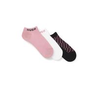 HUGO Paquete de tres pares de calcetines tobilleros con detalles del logo - Style3P AS SLANTMONO CC W, 50543195 Blanco / Pink 35-38