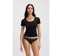 HUGO Paquete de tres tangas de algodón elástico - StyleTRIPLET THONG STRIPE, 50469681 Blanco / Negro XL