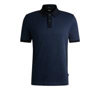 Hugo- Polo Azul con Patrón de Tres Tonos- Tops- Hombre- Azul- M- Polo Azul con Patrón de Tres Tonos
