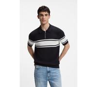 HUGO Polo de punto con cremallera en el cuello y rayas anchas - StyleSholton, 50564245 Blanco / Azul oscuro S