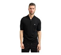 Hugo- Polo de punto con cremallera y detalles jacquard- Tops- Hombre- Negro- S- Polo de punto con cremallera y detalles jacquard