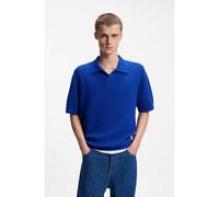 HUGO Polo de punto con estructura de rejilla y cuello abierto - StyleSpero, 50557344 Azul M
