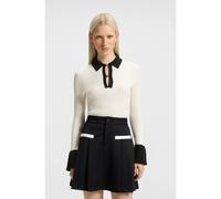 HUGO Polo de punto con logo apilado en la tapeta - StyleSharro, 50542608 Blanco / Negro XL