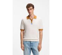 HUGO Polo de punto de rejilla en algodón con ribetes en contraste - StyleSiablo, 50564218 Natural XL