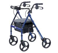 Hugo Portable Rollator Walker with Seat, Backrest and 8 Inch Wheels, Blue