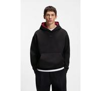 HUGO Prenda con capucha relaxed fit en algodón elástico con interior en contraste - StyleDaneony, 50554477 Negro S