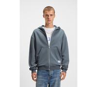 HUGO Prenda con capucha y cremallera de doble capa en felpa de mezcla de algodón - StyleNestodi, 50547541 Azul XS