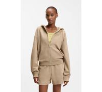 HUGO Prenda con capucha y cremallera en felpa de algodón con logo apilado bordado - StyleDalfine, 50535240 Beige XS