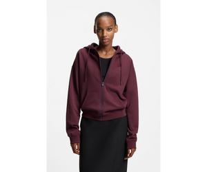 HUGO Prenda con capucha y cremallera en felpa de algodón con logo apilado bordado - StyleDalfine, 50535240 Rojo oscuro XS