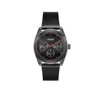 HUGO Reloj Analógico de Cuarzo Multifunción para Hombre Colección #Bright Sport con Correa de Cuero Negra - 1530423