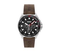 HUGO Reloj Analógico de Cuarzo Multifunción para Hombre Colección #Fresh con Correa de Cuero Marrón - 1530285