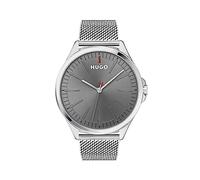 HUGO Reloj Analógico de Cuarzo para Hombre Colección #Smash con Correa de Malla de Acero Inoxidable Plateada - 1530135