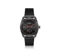 HUGO Reloj Analógico de Cuarzo Multifunción para Hombre Colección #Bright Sport con Correa de Cuero Negra - 1530423