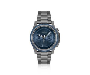 HUGO Reloj con pulsera de eslabones, esfera azul y bisel de denim - Style#BRAVE, 58137055 Gris pcs.