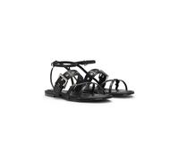 HUGO Sandalias de piel con remaches y ojales metalizados - StyleTayna_Sandal_NABK, 50542090 Negro 38