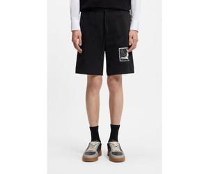 HUGO Shorts de felpa de algodón con parche de diseño - StyleDarispan, 50563466 Negro L