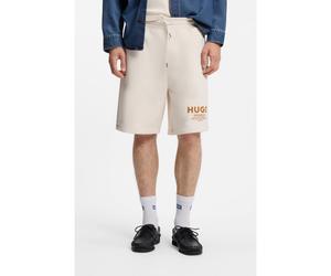 HUGO Shorts loose fit en felpa de algodón con logo estampado - StyleNomario, 50510728 Natural XS