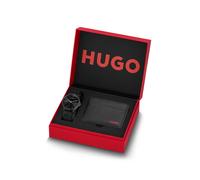 HUGO #Smash set de regalo de reloj cromado en negro y tarjetero - Style#SMASH, 58858257 Negro pcs.