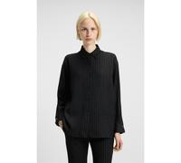 HUGO Sobrecamisa oversize fit con raya diplomática en crepé de georgette - StyleEskil, 50548417 Negro estampado 38