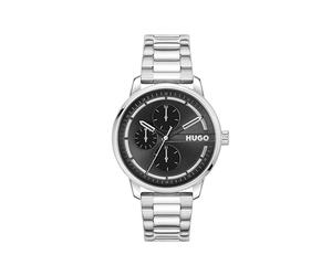 HUGO #Stamp - Reloj multifunción de cuarzo para hombre, acero inoxidable, resistente al agua hasta 3 ATM/30 metros, reloj clásico para uso diario, regalo para él, 44 mm, plateado