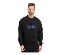 HUGO Sudadera de felpa de algodón con logo y pespuntes en contraste - StyleNothalic, 50553505 Negro M