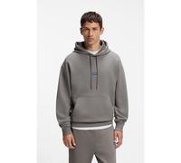 HUGO Sudadera con capucha de felpa de algodón con insignia con logo - StyleNalonso, 50522374 Gris M