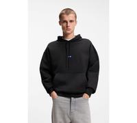 HUGO Sudadera con capucha de felpa de algodón con insignia con logo - StyleNalonso, 50522374 Negro XS