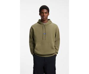 HUGO Sudadera con capucha de felpa de algodón con insignia con logo - StyleNalonso, 50522374 Oliva M