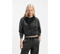 HUGO Sudadera corta con capucha relaxed fit con logo en recuadro con efecto lavado - StyleDooba_B, 50563204 Negro S