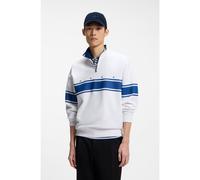 HUGO Sudadera de algodón con cremallera en el cuello y rayas estampadas - StyleDemsizip, 50563798 Blanco / Azul L