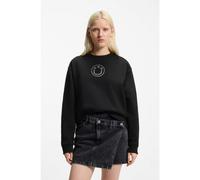 HUGO Sudadera de algodón con logo Happy HUGO de estrás - StyleClassic Crew_B_2, 50555795 Negro XS