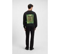 HUGO Sudadera de felpa de algodón con ilustración de laberinto - StyleDamazecrew, 50549141 Negro XXL