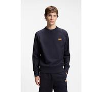 HUGO Sudadera de felpa de algodón con insignia de logo - StyleNevacrew, 50564038 Azul oscuro XS