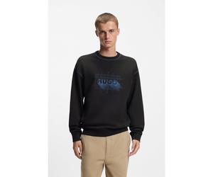 HUGO Sudadera de felpa de algodón con logo y pespuntes en contraste - StyleNothalic, 50553505 Negro XXL