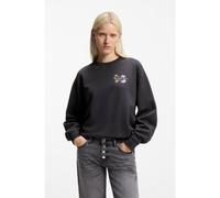 HUGO Sudadera en punto de algodón con ilustración floral - StyleClassic crew_7, 50561052 Negro M