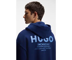 HUGO Sudadera holgada con capucha en felpa de algodón con detalles de logo - StyleNazardo, 50510724 Azul oscuro XXL