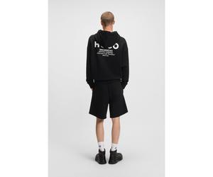 HUGO Sudadera holgada con capucha en felpa de algodón con detalles de logo - StyleNazardo, 50510724 Negro L