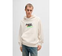 HUGO Sudadera oversize fit de felpa de algodón con capucha y logo Happy HUGO - StyleNafarol, 50536113 Natural L