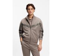 HUGO Sudadera relaxed fit con cremallera y cinta de chevrón - StyleDarti, 50549418 Marrón claro XXL