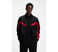 HUGO Sudadera relaxed fit con cremallera y cinta de chevrón - StyleDarti, 50549418 Negro XS