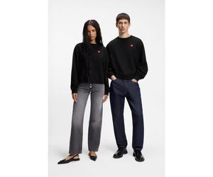 HUGO Sudadera unisex en felpa de algodón con logo de corazón - StyleDeroxina_7, 50555808 Negro S