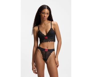 HUGO Sujetador con ribete de encaje y etiqueta con logo roja - StyleTRIANGLE RL LACE, 50535060 Negro L