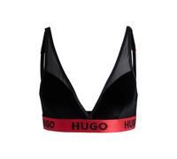 HUGO Sujetador triangular de terciopelo elástico y malla - StyleTRIANGLE S. VELVET, 50527137 Negro S