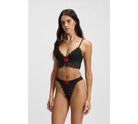 HUGO Tanga de encaje con etiqueta con logo roja - StyleSTRING RL LACE, 50535036 Negro M