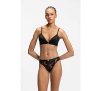 HUGO Tanga de encaje floral con detalle de logo apilado - StyleBLOOM LACE THONG, 50561611 Negro XL