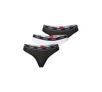 HUGO Braguitas de algodón elástico con logo en la cintura - StyleTRIPLET THONG STRIPE, 50469681 Blanco / Negro L